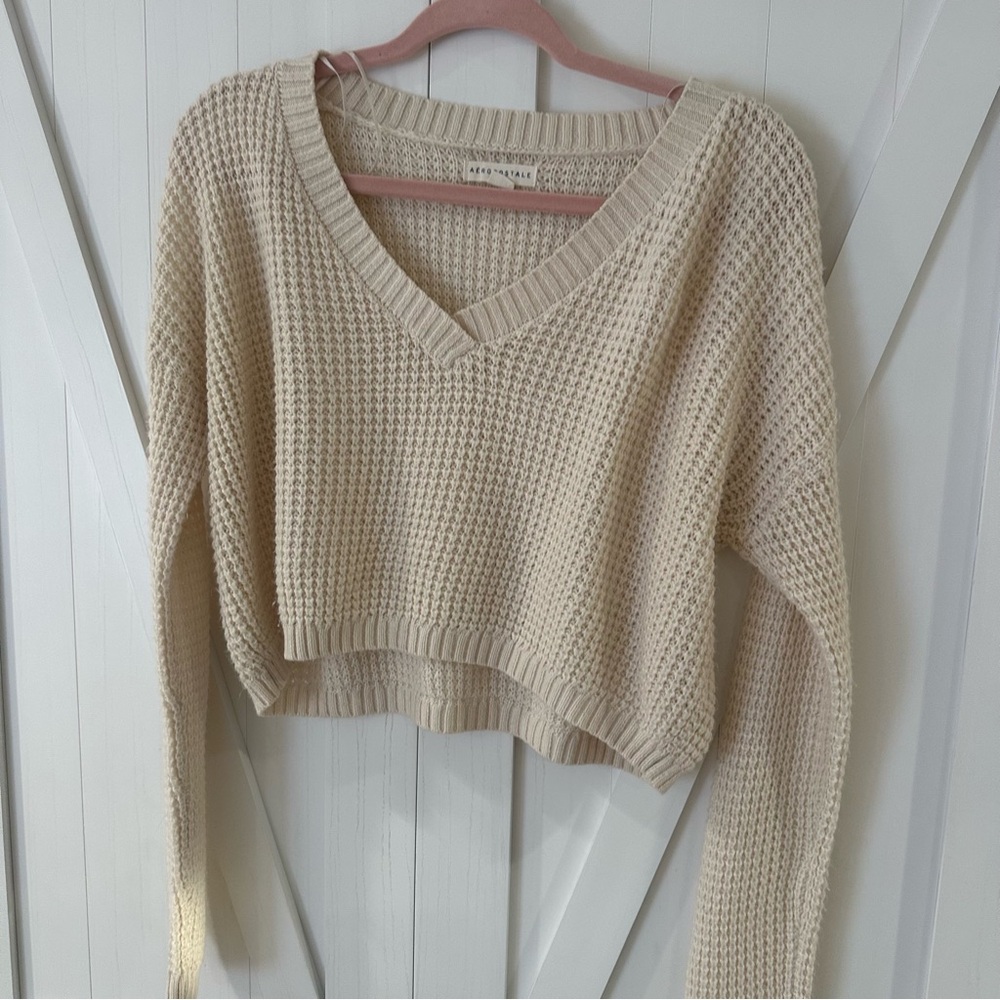 cream v-neck sweater